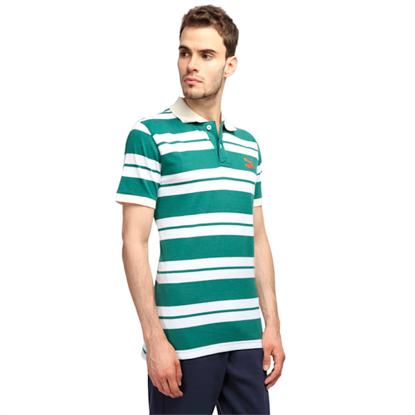 Striped Polo, posy green-white-whisper white, extralarge-IND