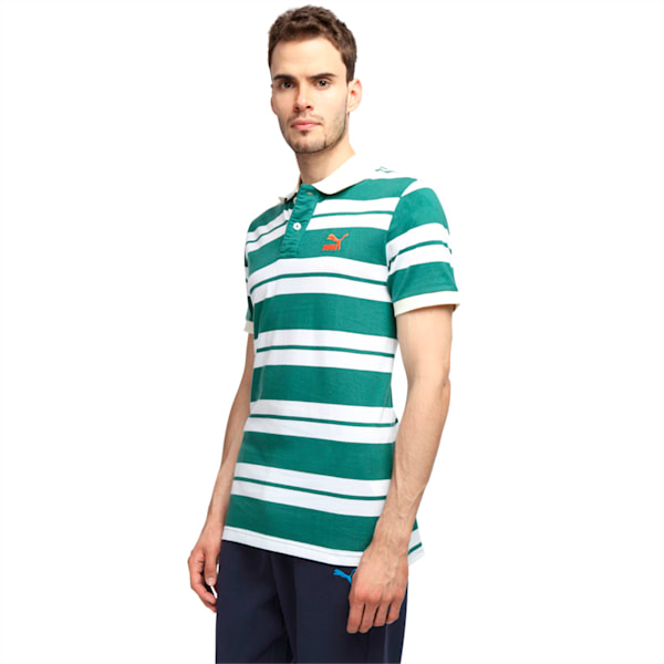 Striped Polo, posy green-white-whisper white, extralarge-IND