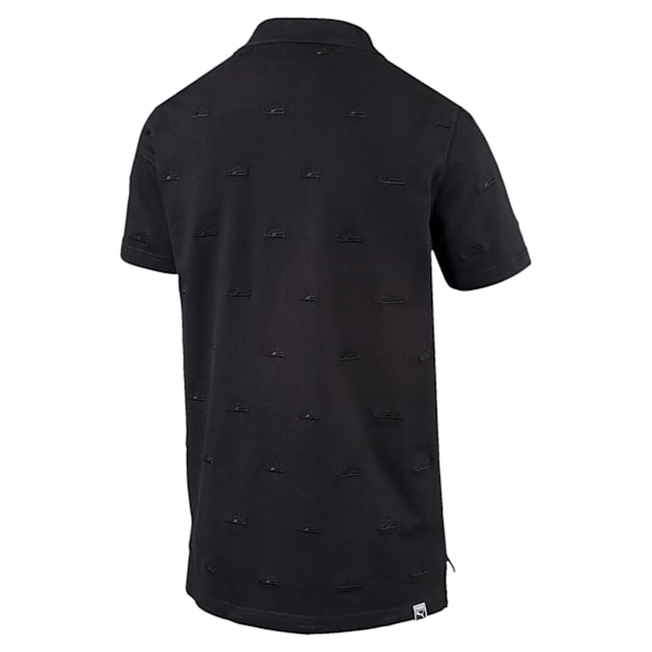 Men's Suede Embroidery Polo, Cotton Black, extralarge-IND
