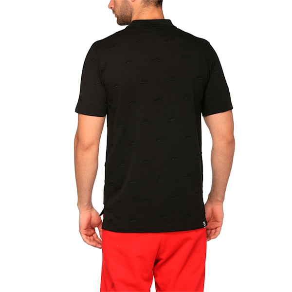 Men's Suede Embroidery Polo, Cotton Black, extralarge-IND