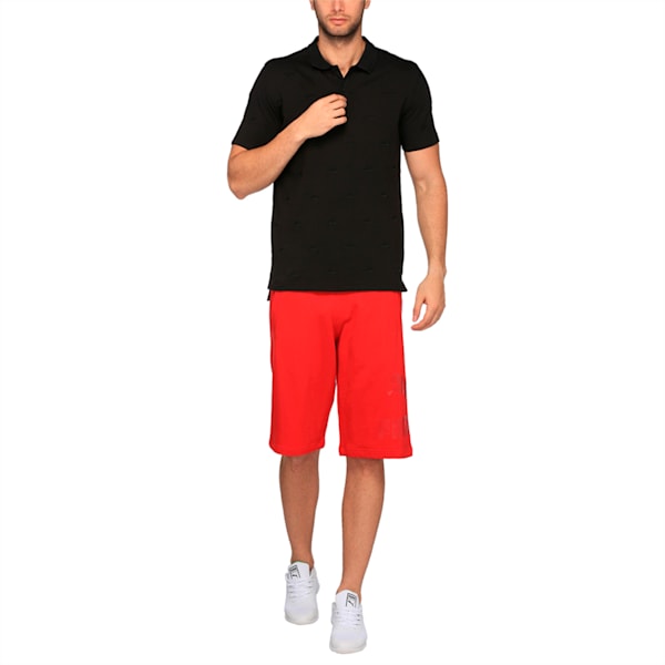 Men's Suede Embroidery Polo, Cotton Black, extralarge-IND