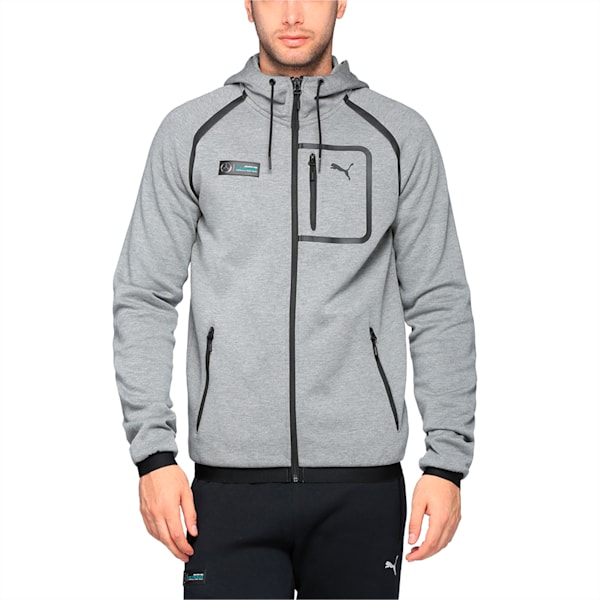 MERCEDES AMG PETRONAS Men's Full Zip Hoodie, Medium Gray Heather, extralarge-IND