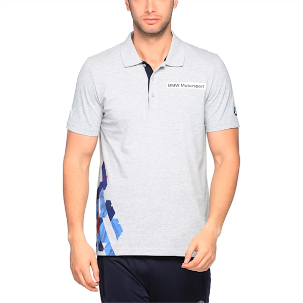 BMW Motorsport Men's Graphic Polo, Light Gray Heather, extralarge-IND