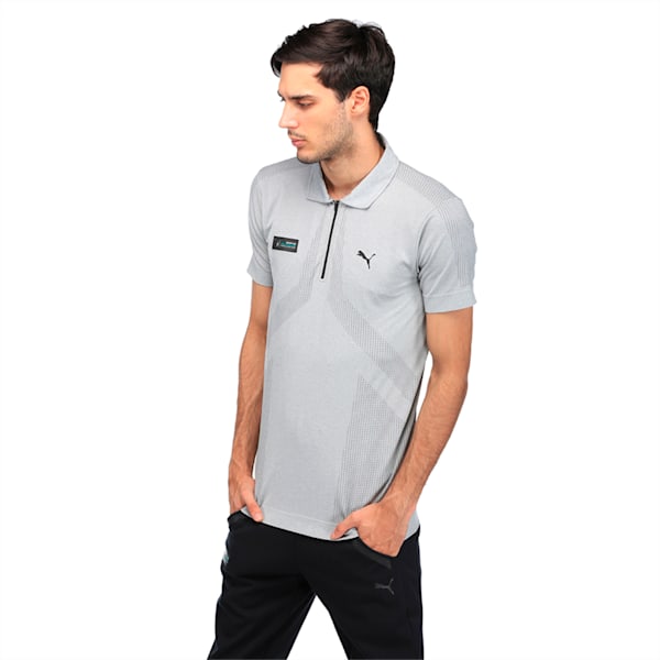 MERCEDES AMG PETRONAS Men's evoKNIT Polo, Mercedes Team Silver Heather, extralarge-IND