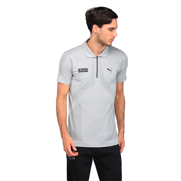 MERCEDES AMG PETRONAS Men's evoKNIT Polo, Mercedes Team Silver Heather, extralarge-IND
