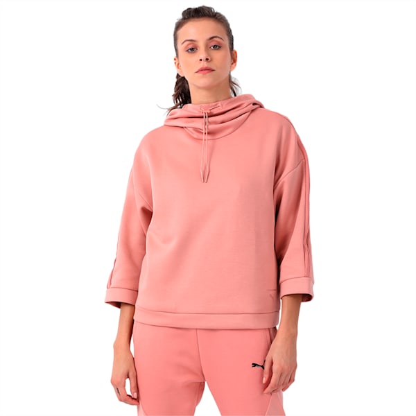 Evolution Women's Tape Funnel Neck Hoodie, Cameo Brown, extralarge-IND