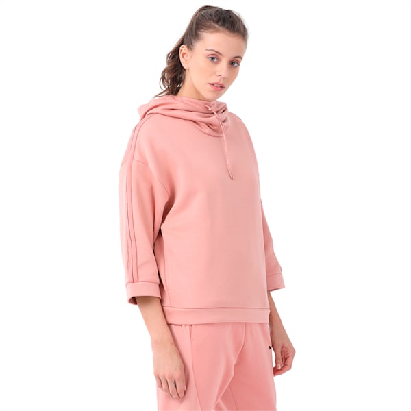 Evolution Women's Tape Funnel Neck Hoodie, Cameo Brown, extralarge-IND