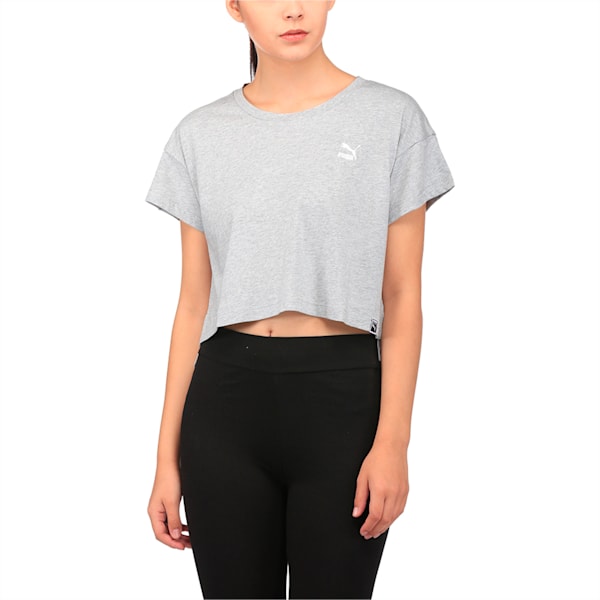 Archive Logo Cropped Tee, Light Gray Heather, extralarge-IND