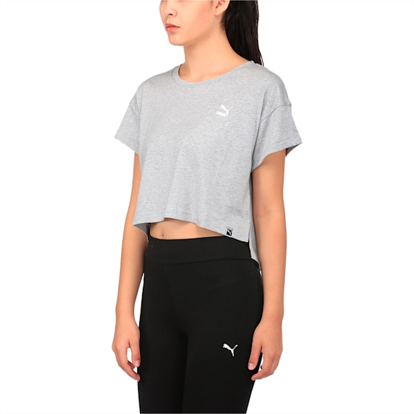 Archive Logo Cropped Tee, Light Gray Heather, extralarge-IND