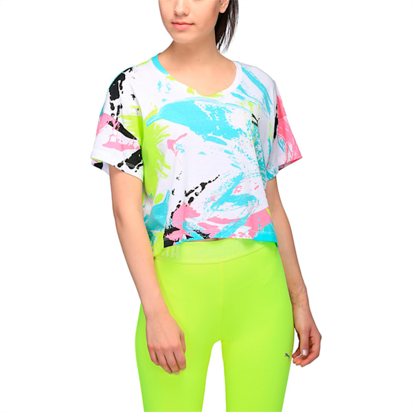 Archive Logo Cropped Tee, Puma White-AOP, extralarge-IND