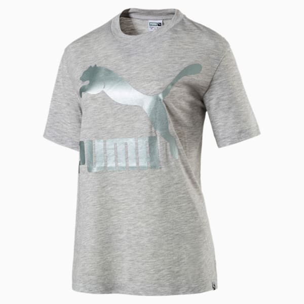 Classics Logo Women's Short Sleeve T-Shirt, Light Gray Heather, extralarge-IND