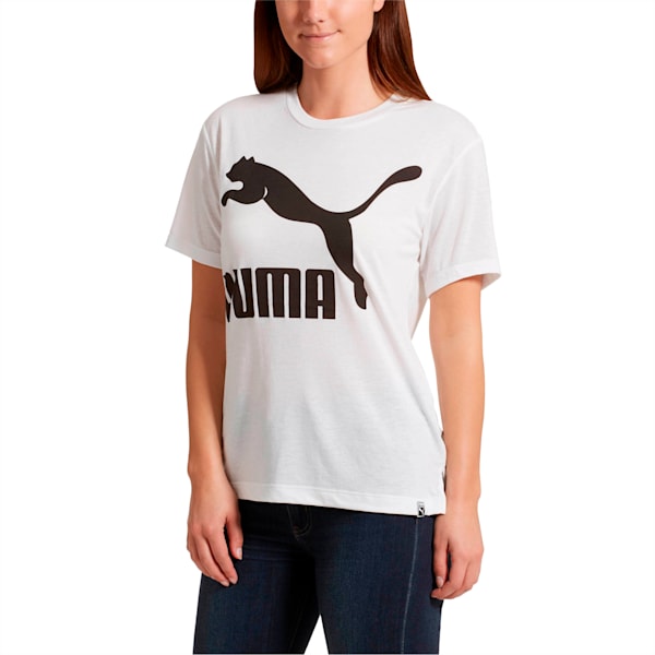Classics Logo Women's Short Sleeve T-Shirt, Puma White-3, extralarge
