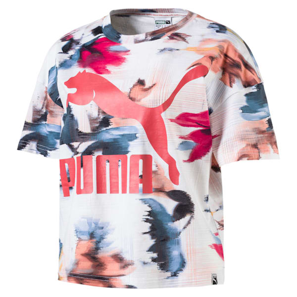 Classics Logo Women's Tee AOP, Puma White, extralarge-IND