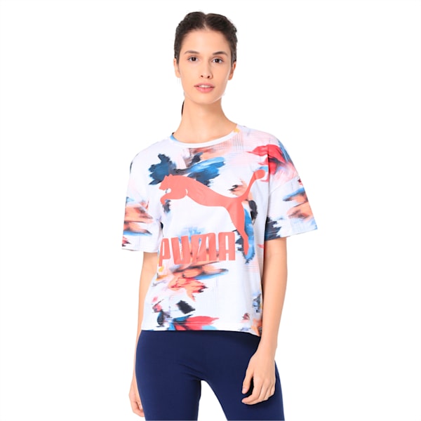 Classics Logo Women's Tee AOP, Puma White, extralarge-IND