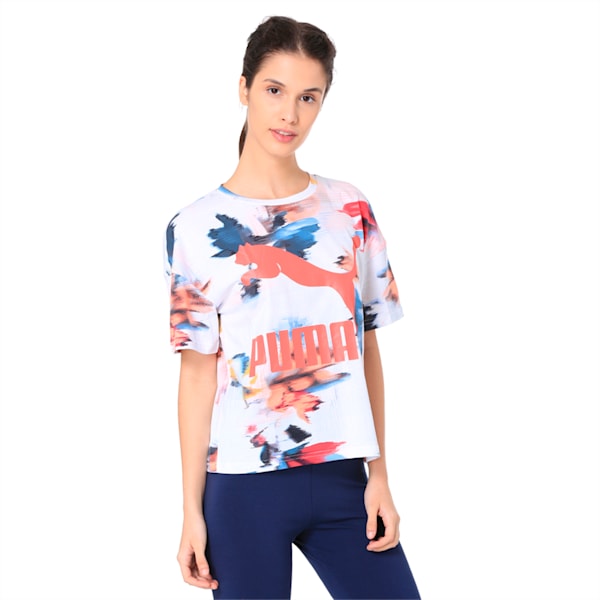 Classics Logo Women's Tee AOP, Puma White, extralarge-IND