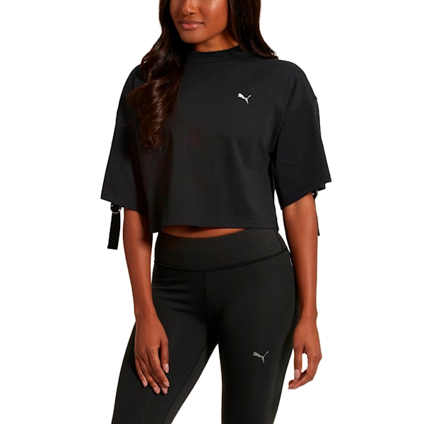 En Pointe Women's Cropped Tee, Cotton Black, extralarge