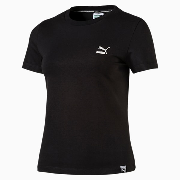 Puma Women Black Classic Logo Tight T-shirt