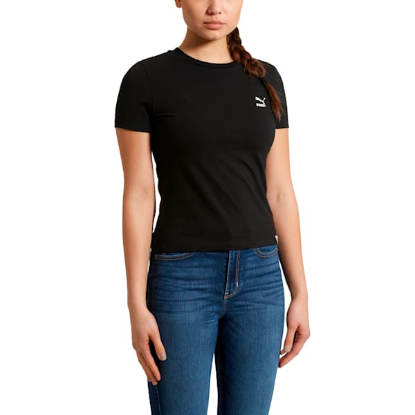 Classic Logo Women's Tight Tee, Cotton Black, extralarge
