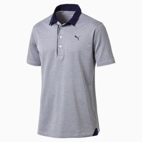 Men's Diamond Jacquard Polo, Peacoat Heather, extralarge