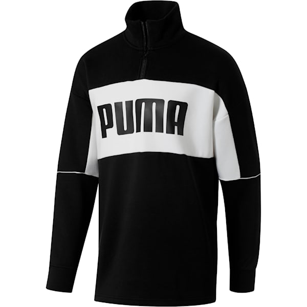 Retro Quarter Zip Turtleneck Men's Pullover, Puma Black, extralarge