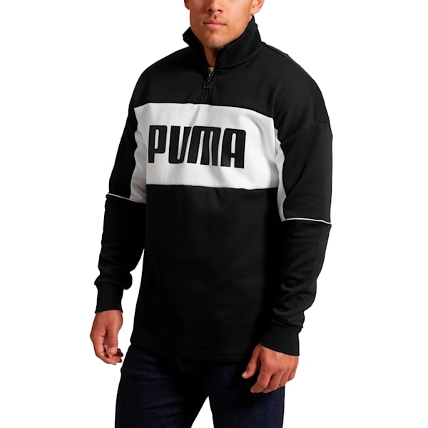 Retro Quarter Zip Turtleneck Men's Pullover, Puma Black, extralarge