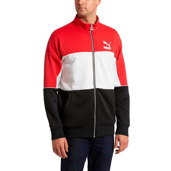 Archive Retro Quilted Zip-Up Men's Sweat Jacket, Ribbon Red, extralarge