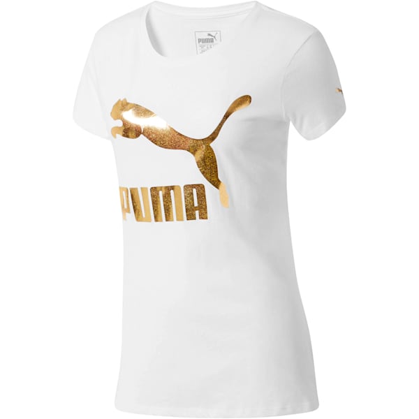 White and gold puma t shirt store