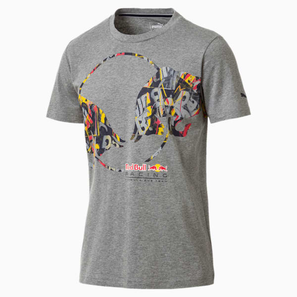 Red Bull Racing Double Bull Men's Tee, Medium Gray Heather, extralarge