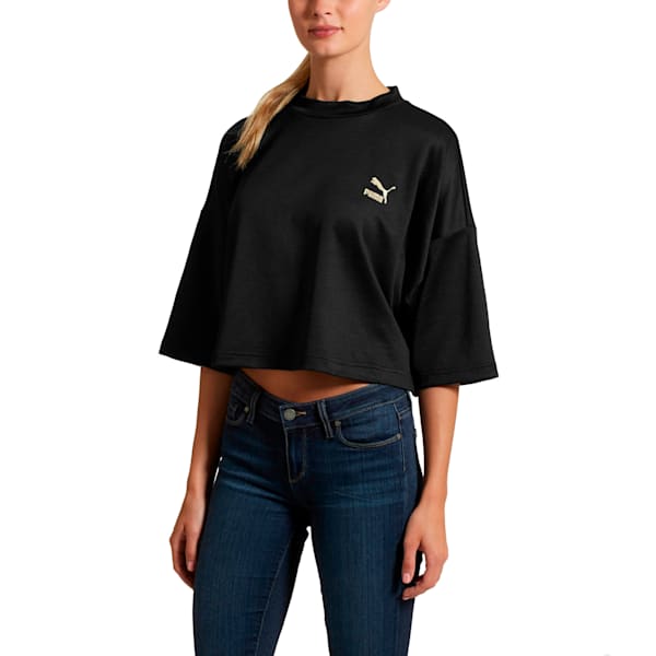 Retro Women's Crop Top, Puma Black, extralarge