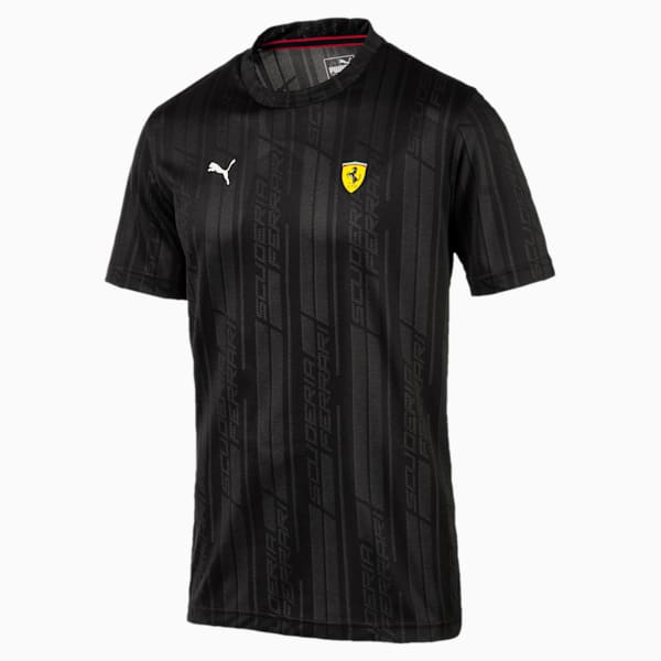 Scuderia Ferrari Jacquard Men's T-Shirt, Puma Black, extralarge-IND