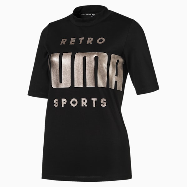 RETRO ウィメンズ SS Tシャツ, Cotton Black, extralarge
