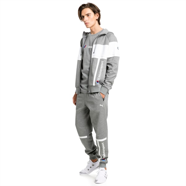 BMW M Motorsport Men’s Hooded Sweat Jacket, Medium Gray Heather, extralarge