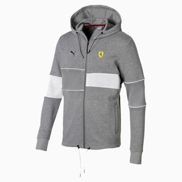 Scuderia Ferrari Men's Hooded Sweat Jacket, Medium Gray Heather, extralarge