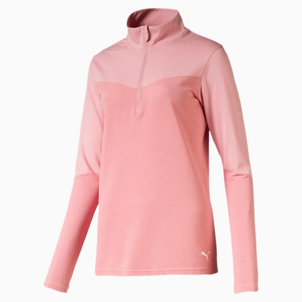 evoKNIT Women's 1/4 Zip Pullover, Bridal Rose Heather, extralarge