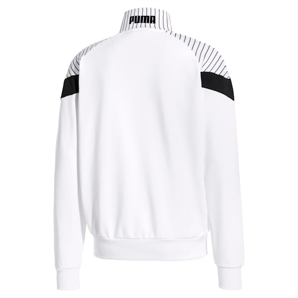 Palm Tree Men’s MCS Track Top, Puma White--Stripe AOP, extralarge