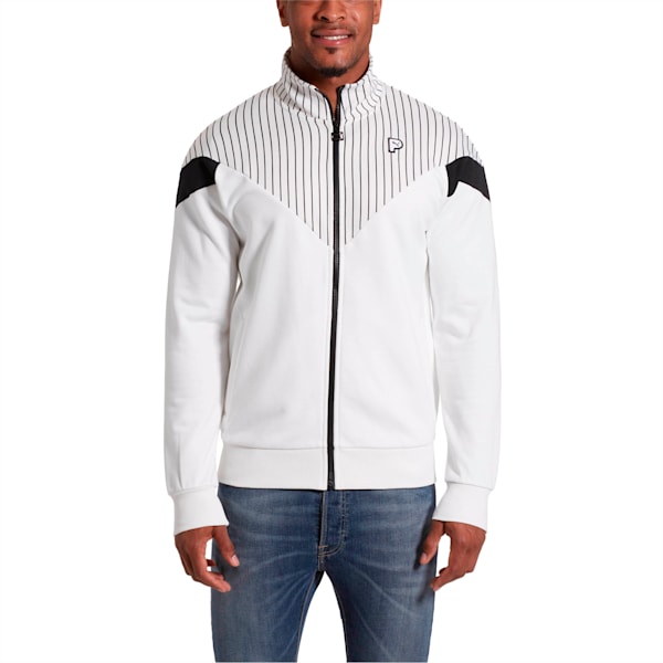 Palm Tree Men’s MCS Track Top, Puma White--Stripe AOP, extralarge