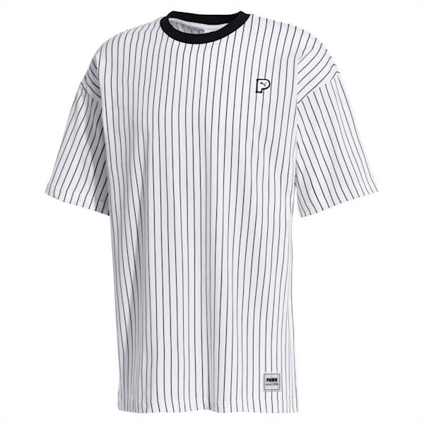 Striped Men’s Tee, Puma Black-AOP, extralarge