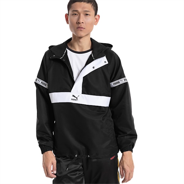 PUMA XTG Woven Savannah Men’s Hoodie, Puma Black-Puma white, extralarge