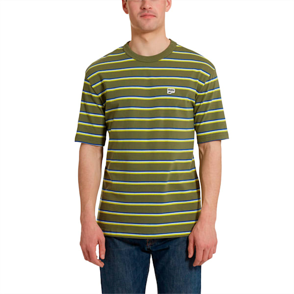Downtown Striped Men’s T-Shirt, Olivine, extralarge