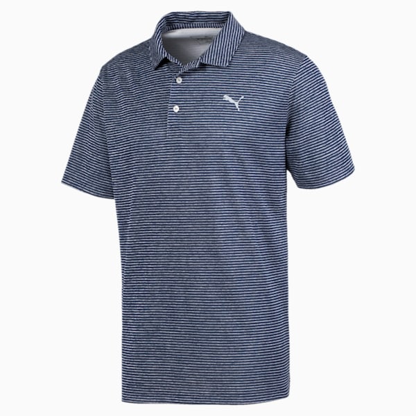 Performance Striped Men's Golf Polo Shirt, Peacoat Heather, extralarge-IND