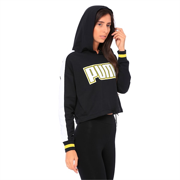 Women's Rebel Reload Cropped Hoodie, Puma Black, extralarge-IND