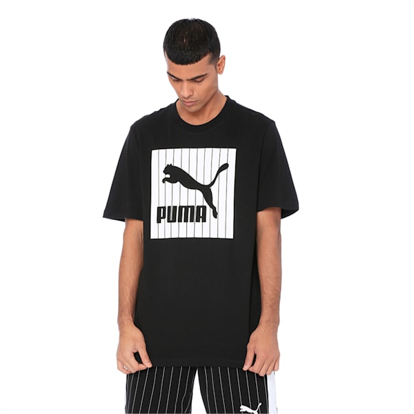 Pinstripe Graphic Tee, Puma Black, extralarge-IND