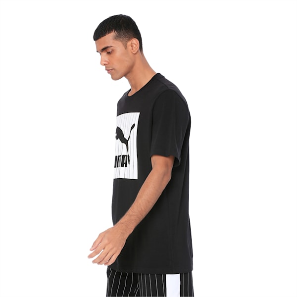 Pinstripe Graphic Tee, Puma Black, extralarge-IND