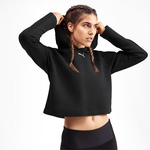 Evostripe Long Sleeve Women's Hoodie, Puma Black, extralarge-IND