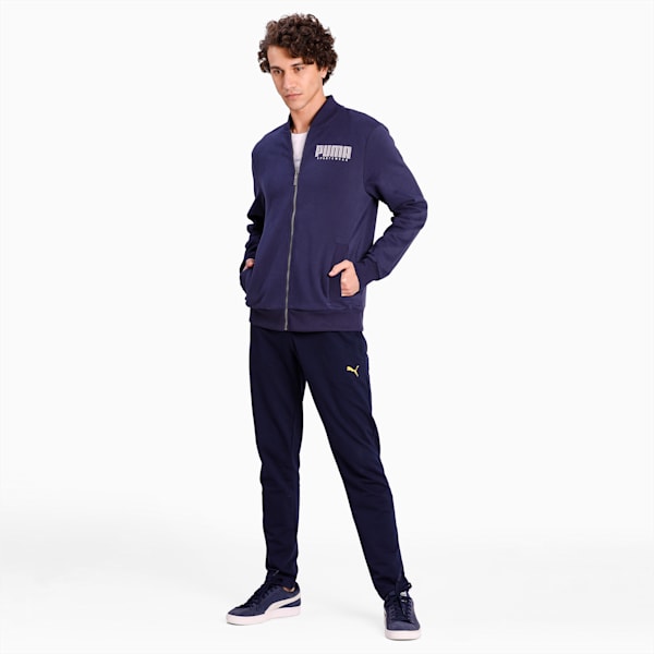 Athletics Long Sleeve Men's Sweat Jacket, Peacoat, extralarge-IND
