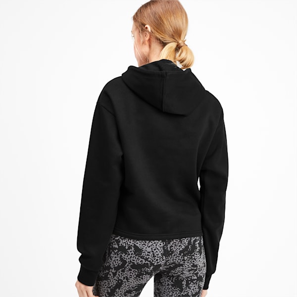 Elevated Essentials Women's Cropped Fleece Hoodie, Puma Black, extralarge