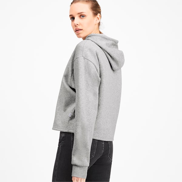 Elevated Essentials Cropped Women's Hoodie, Light Gray Heather, extralarge-IND