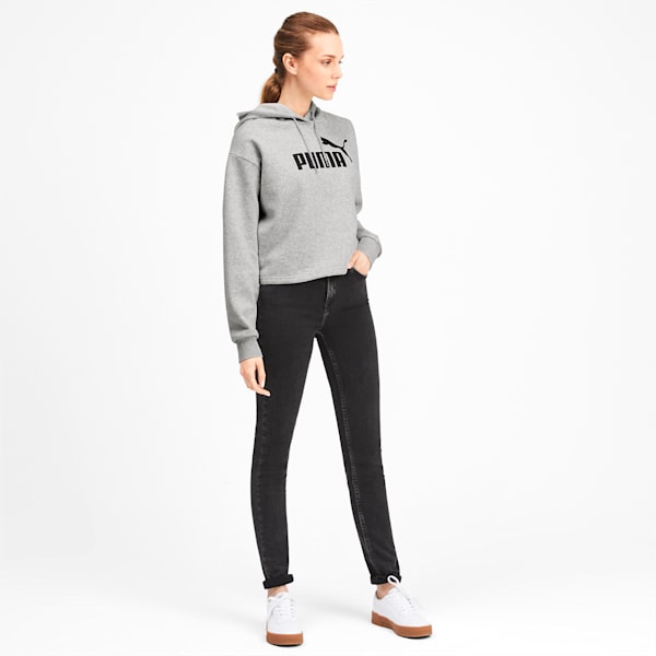 Elevated Essentials Cropped Women's Hoodie, Light Gray Heather, extralarge-IND