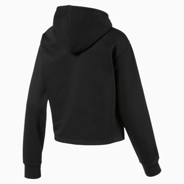 Elevated Essentials Women's Cropped Fleece Hoodie, Puma Black, extralarge