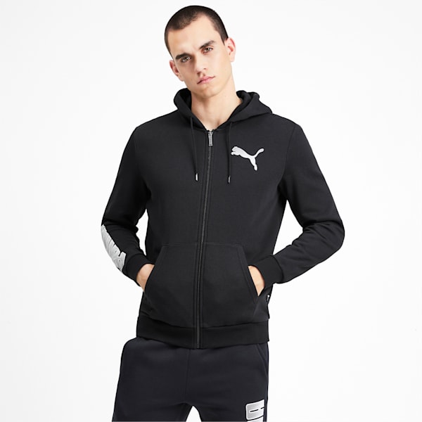 Full Zipp Men's Fleece Hoodie, Puma Black, extralarge-IND
